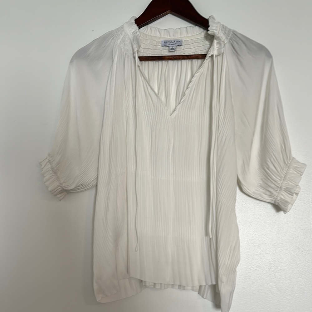 White Pleated Women's Top